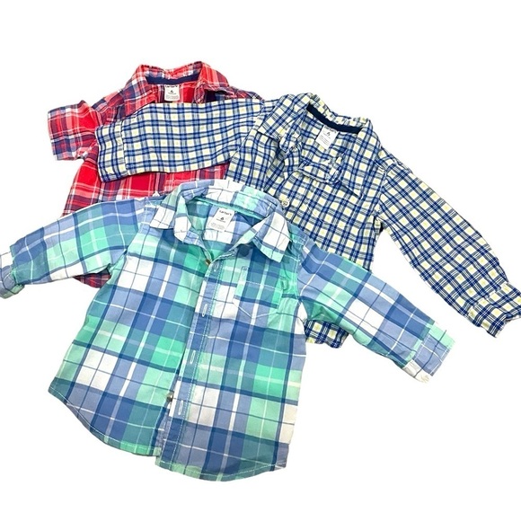 Lot of Infant Boys Plaid Button Up Shirts Size 6 months - Picture 1 of 9